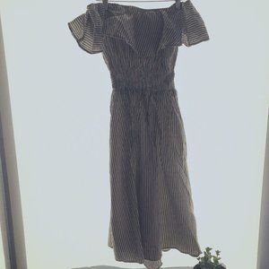 Zara - Off-Shoulder Ruffle Slit Dress